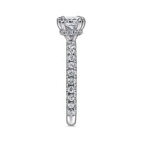 Alina - 14K White Gold Hidden Halo Cushion Cut Diamond Engagement Ring - Everett Jewelry