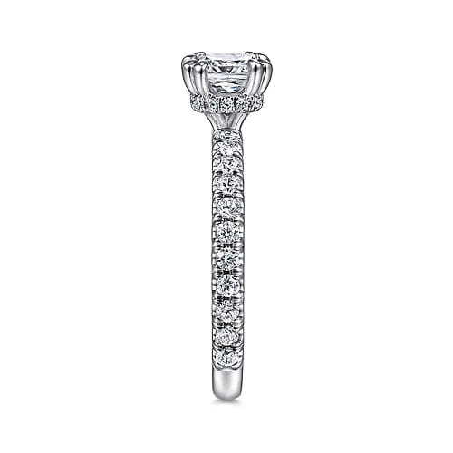 Alina - 14K White Gold Hidden Halo Cushion Cut Diamond Engagement Ring - Everett Jewelry