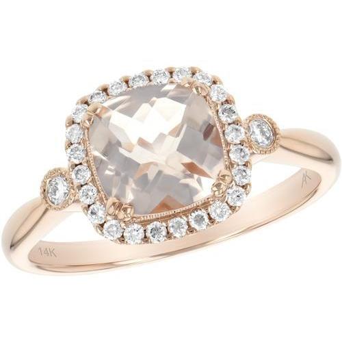 Cushion Morganite and Diamond Ring Ring Allison Kaufman [Everett Jewelry Shreveport Louisiana]