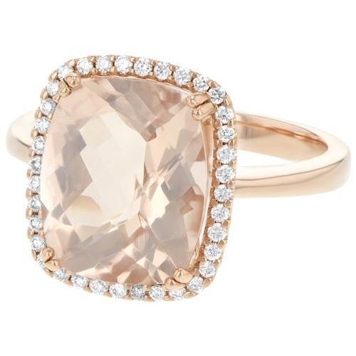 Cushion Morganite and Diamond Ring Ring Allison Kaufman [Everett Jewelry Shreveport Louisiana]