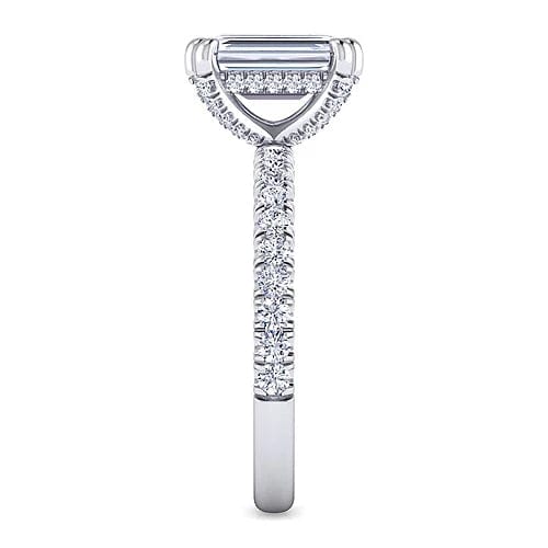 Amira - 14K White Gold Emerald Cut Diamond Engagement Ring - Everett Jewelry