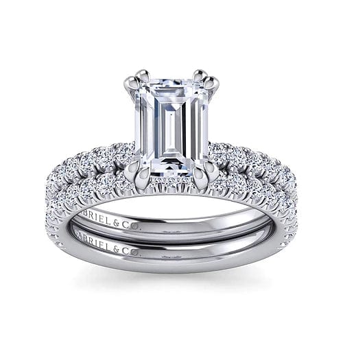 Amira - 14K White Gold Emerald Cut Diamond Engagement Ring - Everett Jewelry