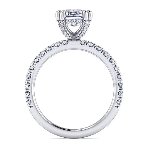 Amira - 14K White Gold Emerald Cut Diamond Engagement Ring - Everett Jewelry