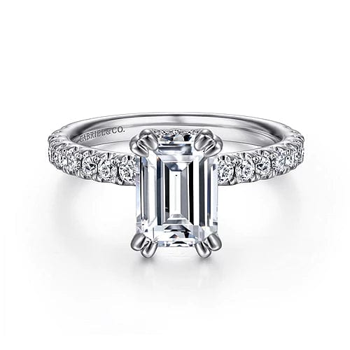 Amira - 14K White Gold Emerald Cut Diamond Engagement Ring - Everett Jewelry