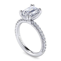 Amira - 14K White Gold Emerald Cut Diamond Engagement Ring - Everett Jewelry
