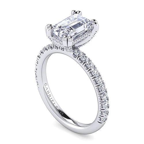 Amira - 14K White Gold Emerald Cut Diamond Engagement Ring - Everett Jewelry