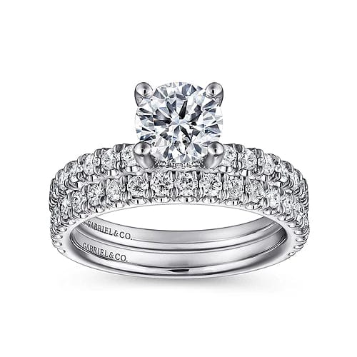 Amira - 14K White Gold Round Diamond Engagement Ring - Everett Jewelry
