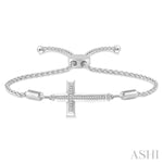 Ashi Bracelet Silver Cross Diamond Lariat Bracelet