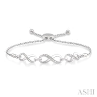 Ashi Bracelet Silver Infinity Shape Diamond Lariat Bracelet