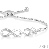 Ashi Bracelet Silver Infinity Shape Diamond Lariat Bracelet