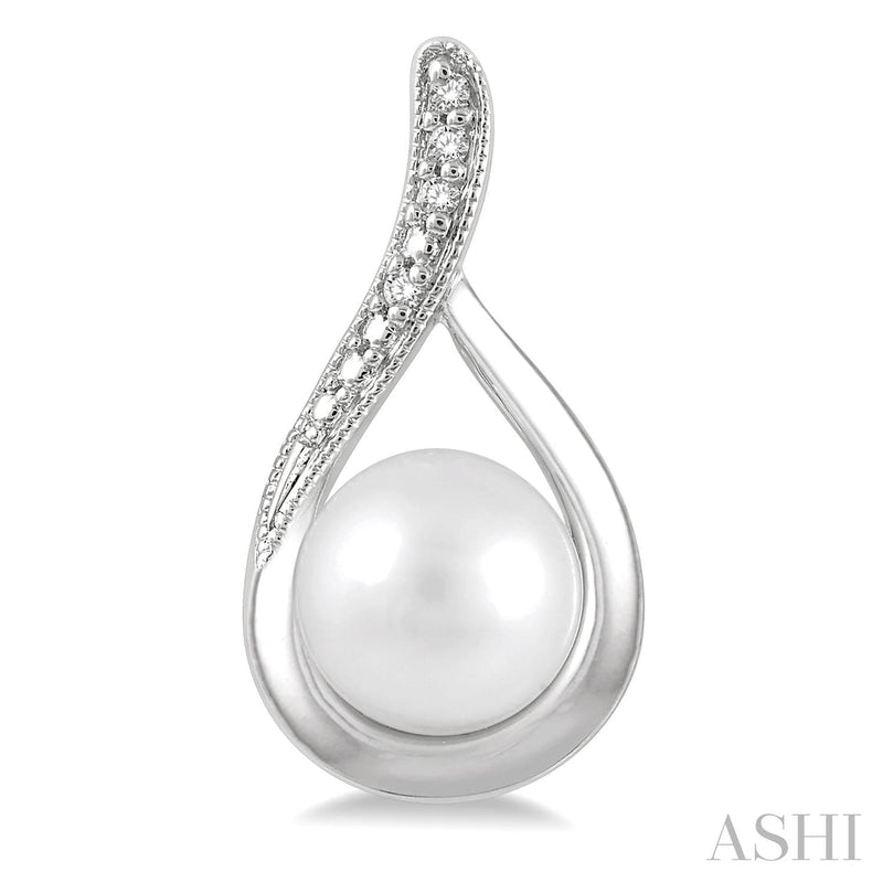 Ashi Earrings Silver Pearl & Diamond Earrings