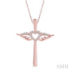 Ashi Necklaces and Pendants Angel Wings Heart Shape & Cross Diamond Pendant1/10 ctw Angel Wing & Heart