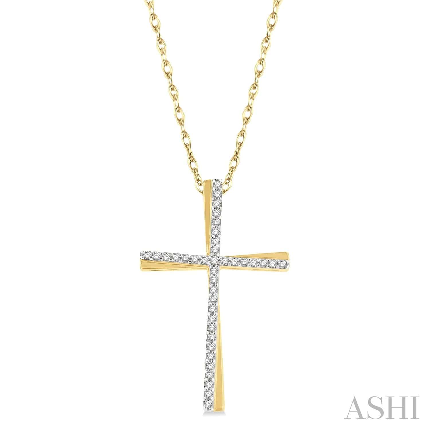Ashi Necklaces and Pendants Cross Diamond Fashion Pendant1/6 ctw Round Cut Diamond Cross Pendant