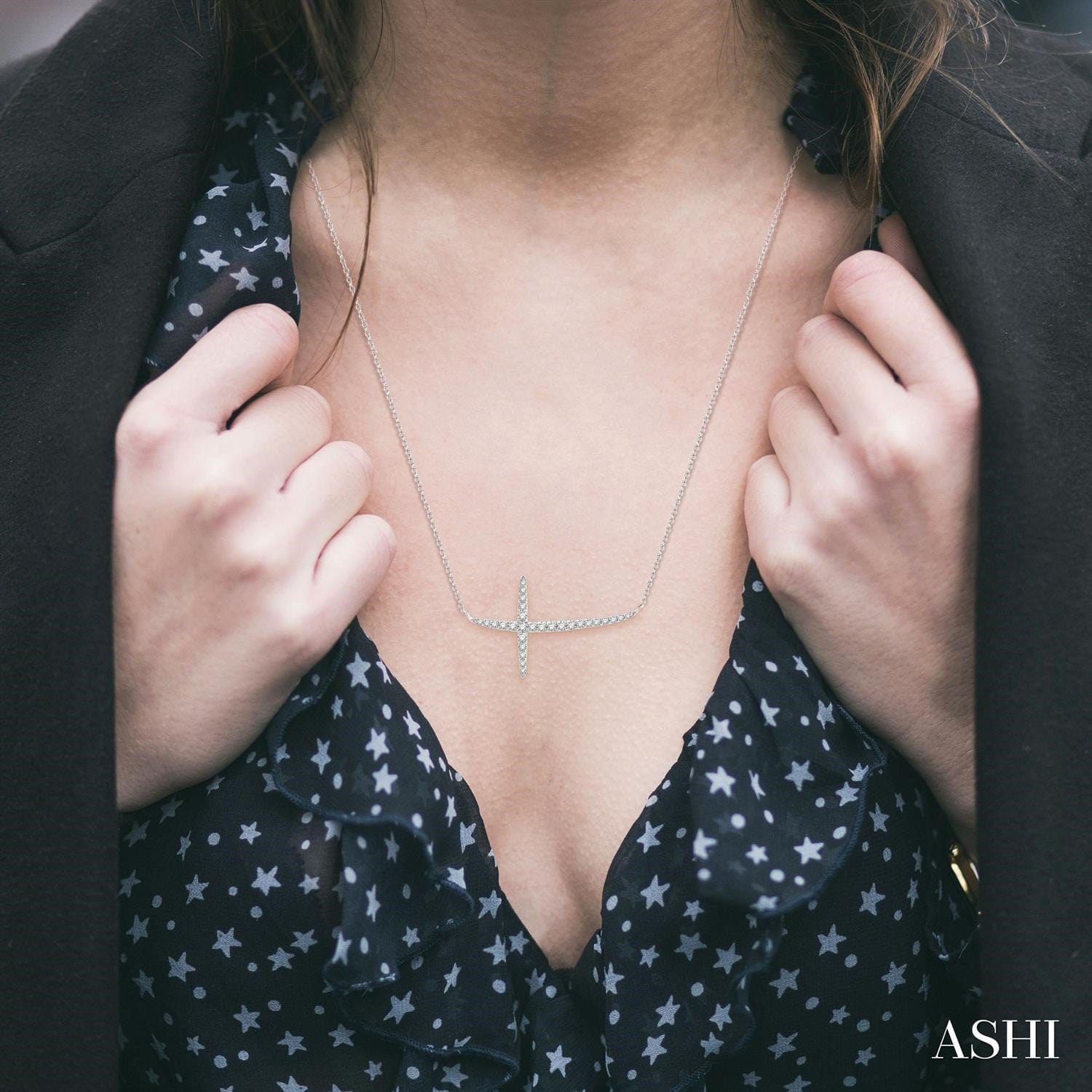 Ashi Necklaces and Pendants Cross Diamond Necklace1/6 ctw Cross Round Cut Diamond Necklace