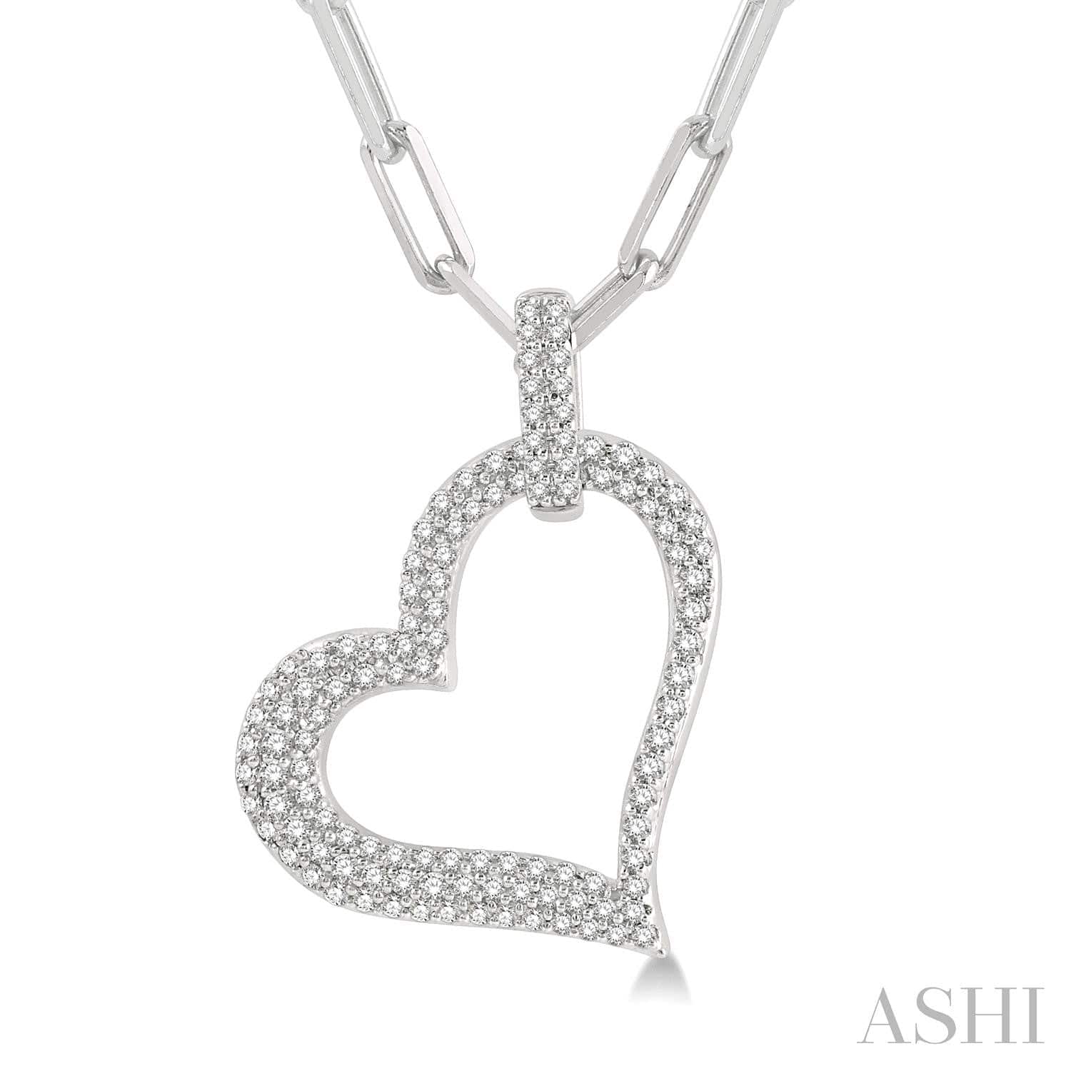Miabella Women's Silver Paper Clip Link Necklace w/ Double Heart Clasp -  20