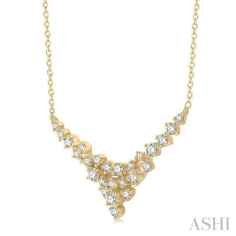Ashi Necklaces and Pendants Scatter Diamond Necklace1/2 ctw V-Shape