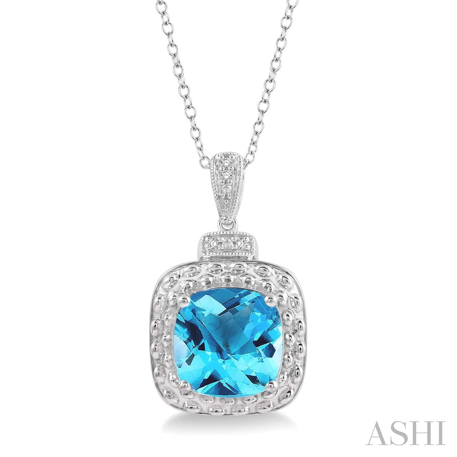 Ashi Necklaces and Pendants Silver Gemstone & Diamond Pendant