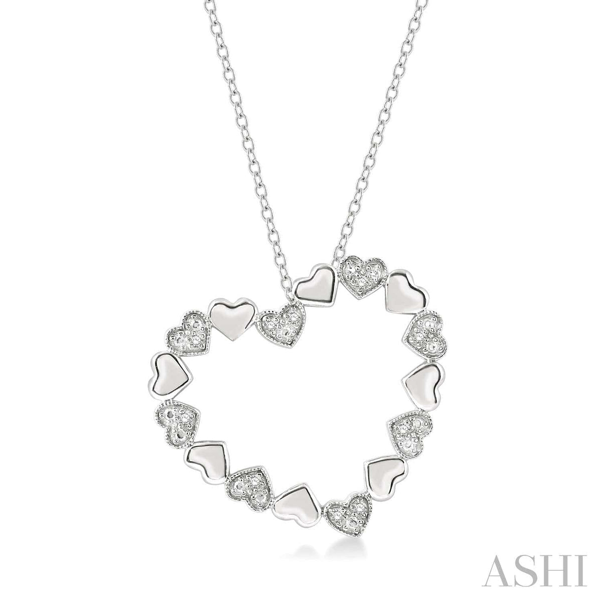 Ashi Necklaces and Pendants Silver Heart Shape Diamond Pendant