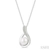 Ashi Necklaces and Pendants Silver Pearl & Diamond Pendant