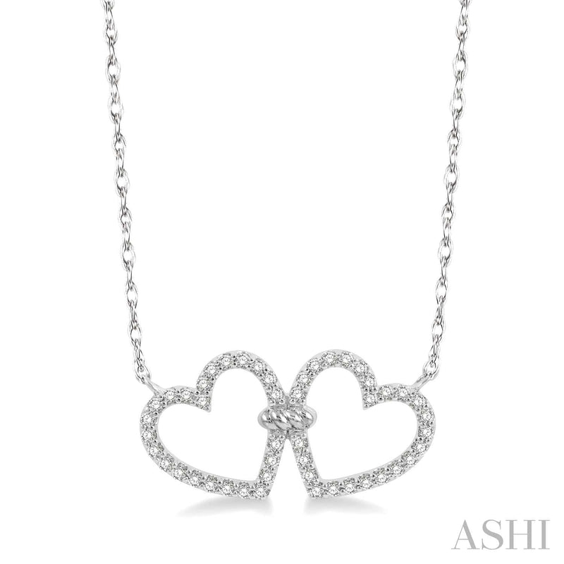 Ashi Necklaces and Pendants Twin Heart Shape Diamond Necklace1/4 ctw Coupled Twin Heart Round Cut Diamond