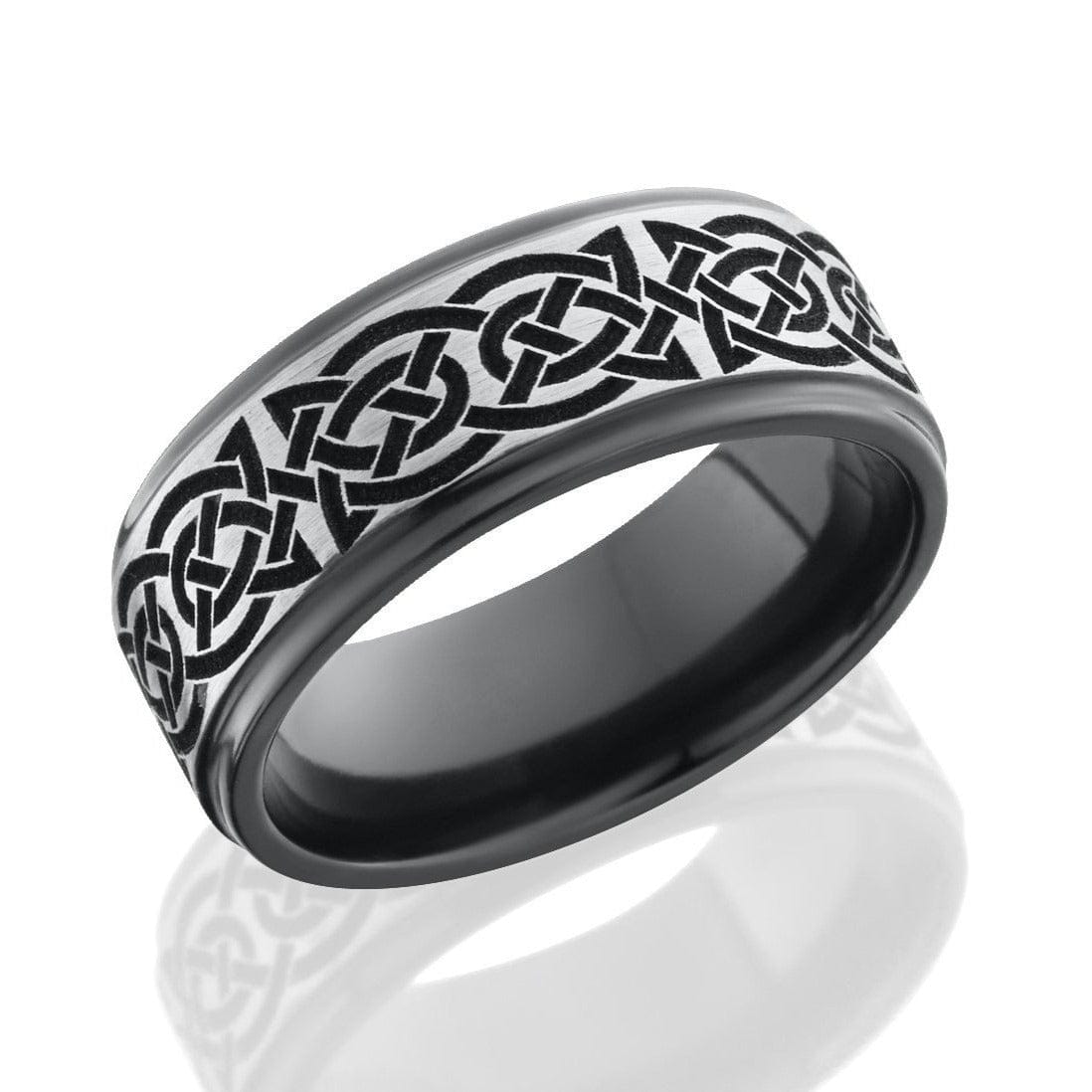 Black Zirconium with Design Wedding Band - Everett Jewelry