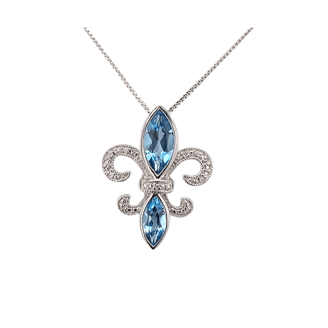 Blue Topaz Fleur de Lis Necklace – Everett Jewelry