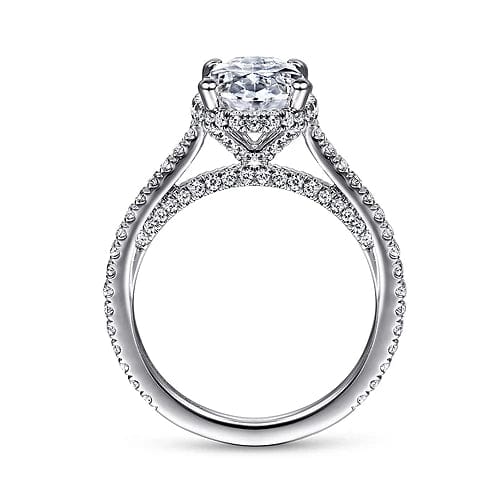 Camden - 14K White Gold Hidden Halo Oval Diamond Engagement Ring - Everett Jewelry