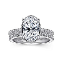 Camden - 14K White Gold Hidden Halo Oval Diamond Engagement Ring - Everett Jewelry