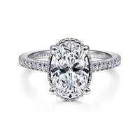 Camden - 14K White Gold Hidden Halo Oval Diamond Engagement Ring - Everett Jewelry