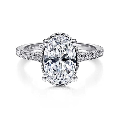 Camden - 14K White Gold Hidden Halo Oval Diamond Engagement Ring - Everett Jewelry