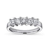 Catalonia - 14K White Gold Princess Cut 5 Stone Prong Set Diamond Wedding Band - 1.39 ct - Everett Jewelry