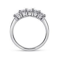 Catalonia - 14K White Gold Princess Cut 5 Stone Prong Set Diamond Wedding Band - 1.39 ct - Everett Jewelry