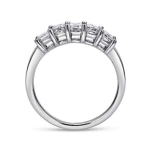 Catalonia - 14K White Gold Princess Cut 5 Stone Prong Set Diamond Wedding Band - 1.39 ct - Everett Jewelry