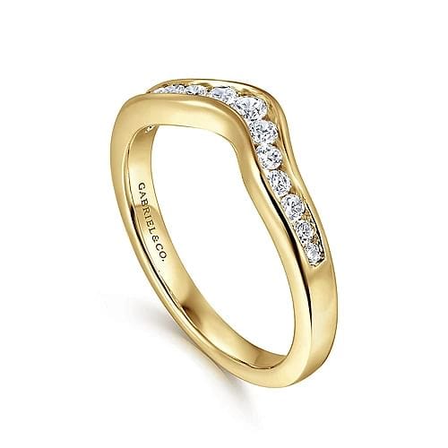 Chartres - Curved 14K Yellow Gold Channel Set Diamond Wedding Band - 0.25 ct - Everett Jewelry