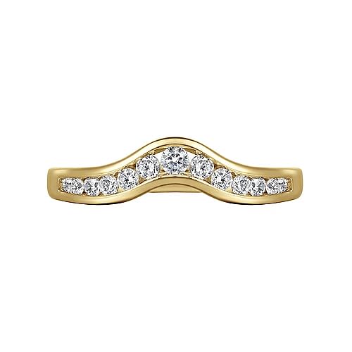 Chartres - Curved 14K Yellow Gold Channel Set Diamond Wedding Band - 0.25 ct - Everett Jewelry