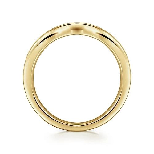 Chartres - Curved 14K Yellow Gold Channel Set Diamond Wedding Band - 0.25 ct - Everett Jewelry