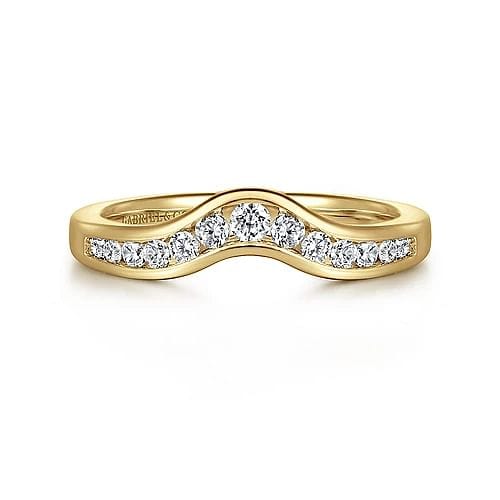Chartres - Curved 14K Yellow Gold Channel Set Diamond Wedding Band - 0.25 ct - Everett Jewelry