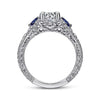 Chrystie - 14K White Gold Round Sapphire and Diamond Engagement Ring - Everett Jewelry