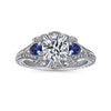 Chrystie - 14K White Gold Round Sapphire and Diamond Engagement Ring - Everett Jewelry