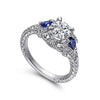 Chrystie - 14K White Gold Round Sapphire and Diamond Engagement Ring - Everett Jewelry