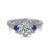Chrystie - 14K White Gold Round Sapphire and Diamond Engagement Ring - Everett Jewelry