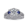 Chrystie - 14K White Gold Round Sapphire and Diamond Engagement Ring - Everett Jewelry