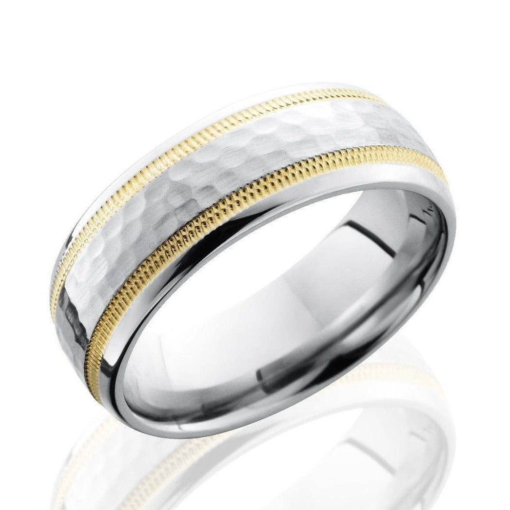 Cobalt Chrome with Yellow Gold Milgrain Band - Everett Jewelry