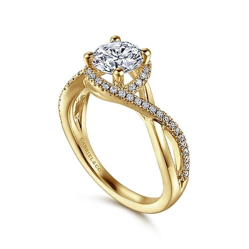 Courtney - 14K Yellow Gold Round Halo Diamond Engagement Ring - Everett Jewelry