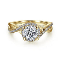 Courtney - 14K Yellow Gold Round Halo Diamond Engagement Ring - Everett Jewelry