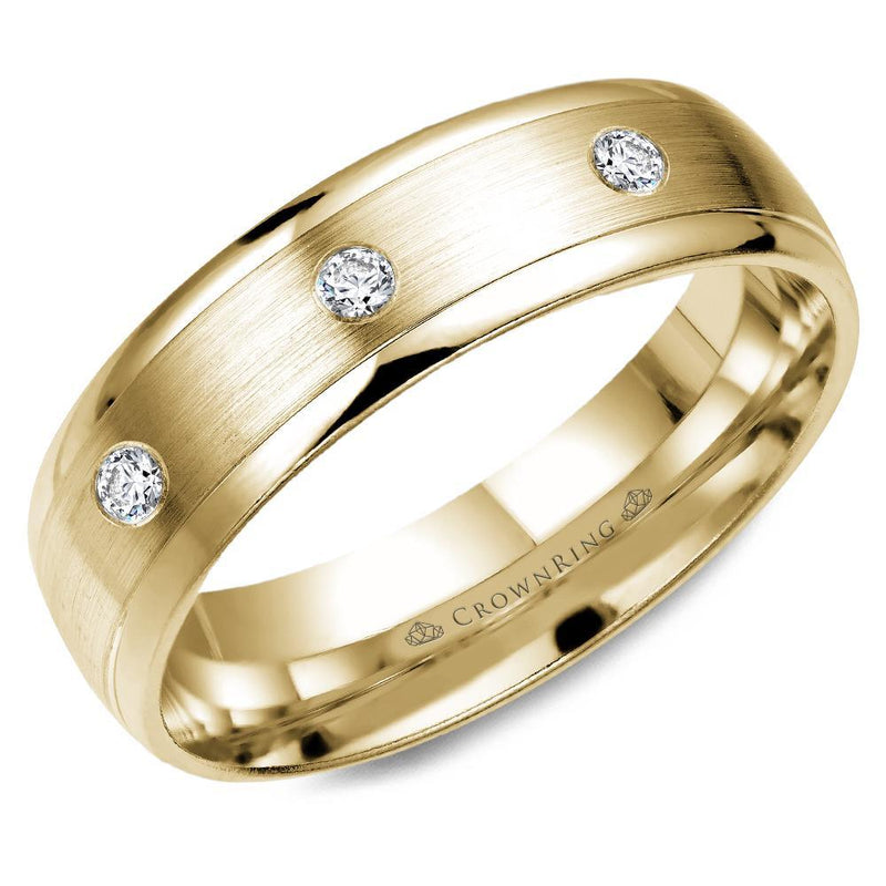 14K Yellow Gold Diamond Men's Band Men's Band Crown Ring [Everett Jewelry Shreveport Louisiana]