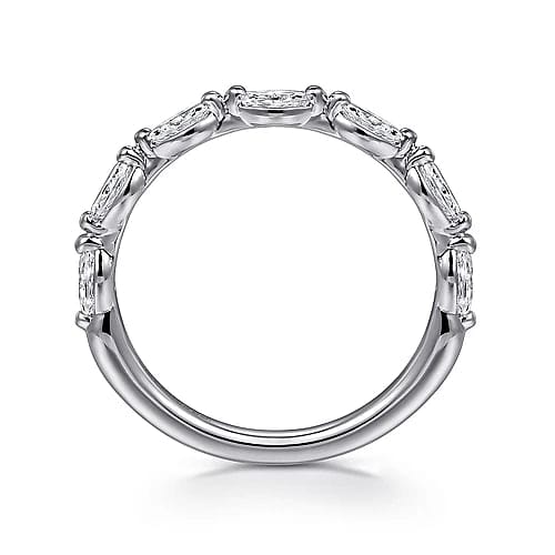 Esther - 14K White Gold Marquise Diamond Separated Prong Anniversary Band - 0.45 ct - Everett Jewelry