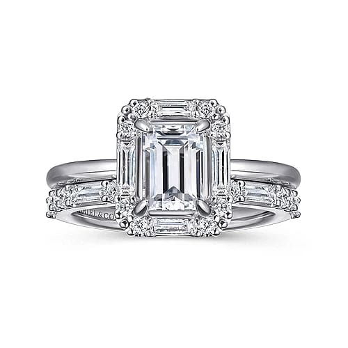 Gabriel Bridal ENGAGEMENT RINGS 14K White Gold Diamond Matching Wedding Band