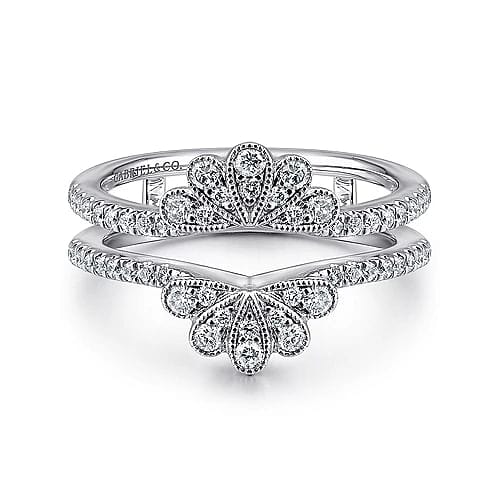 Gabriel Bridal ENGAGEMENT RINGS 14K White Gold Floral Diamond Ring Enhancer - 0.45 ct