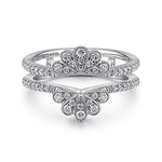 Gabriel Bridal ENGAGEMENT RINGS 14K White Gold Floral Diamond Ring Enhancer - 0.45 ct